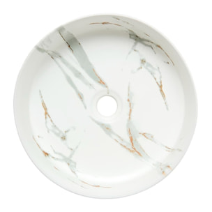 Vasque à poser 39 × 39 cm blanc veiné mat – sans trou - Infinitio  – SATINF3939MR