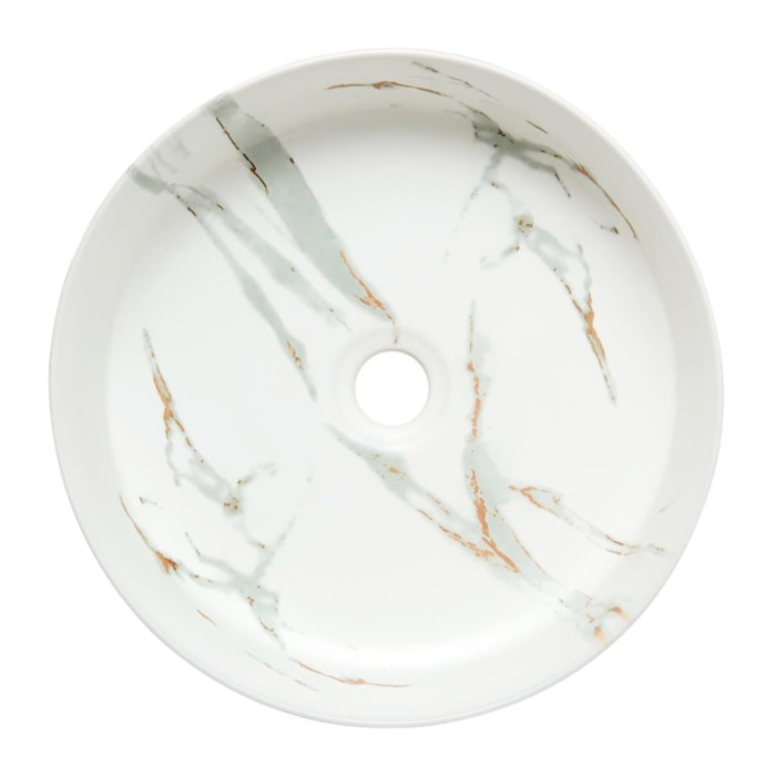 Vasque à poser 39 × 39 cm blanc veiné mat – sans trou - Infinitio  – SATINF3939MR