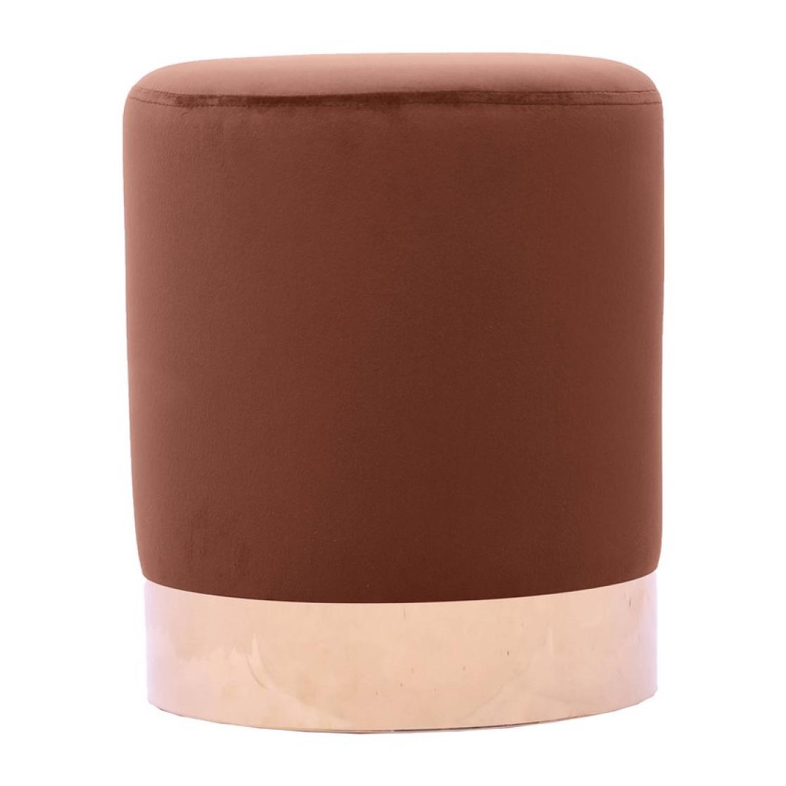 Pouf da salotto rivestito in velluto color marrone