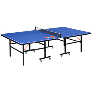 Mesa de Ping Pong Plegable con Ruedas Mesa de Tenis Profesional para Interiores y Exteriores Tamaño Estándar con Red Paletas Pelota 274x152,5x76 cm Azul