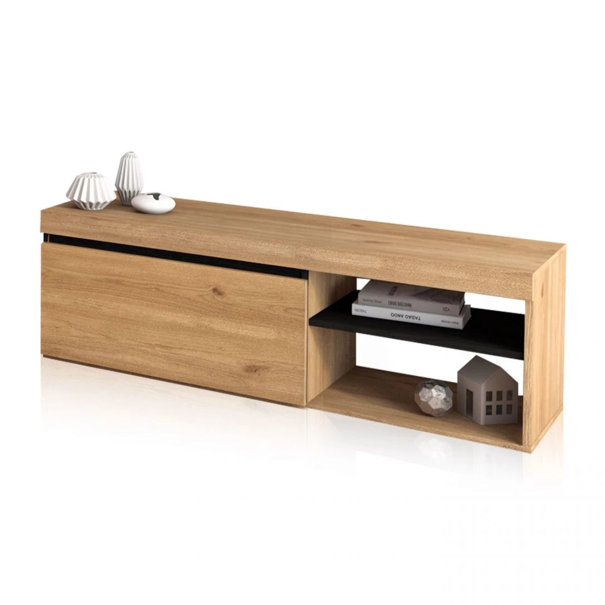 Mueble TV Ebos 120 Roble Nude - Ceniza