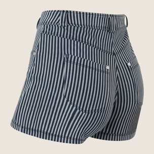 Shorts donna in denim a righe vita regular design 5 tasche