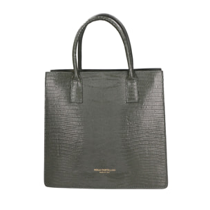 Borsa a mano da donna - Modello Giulia - Vera pelle effetto cocco - 30.0 x 28.0 x 10.0 cm