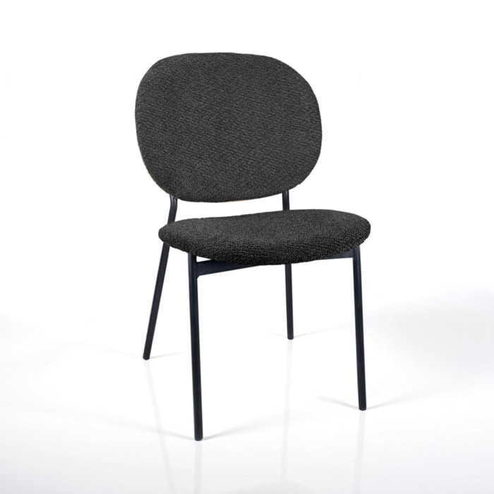 Lot de 2 chaises de salle à manger Tomasucci WERZA, en tissu, anthracite, 58 × 47 × 81 cm