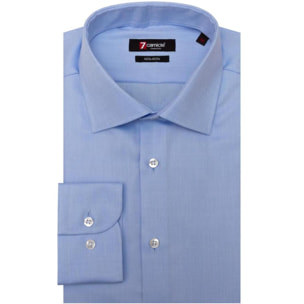 Camicia Uomo 1 Bottone Francese Slim Armaturato NoIron Antimacchia Bianco/Celeste