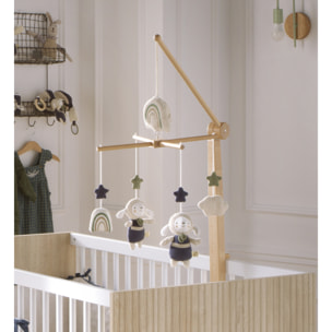 Mobile musical en bois avec jouets en coton