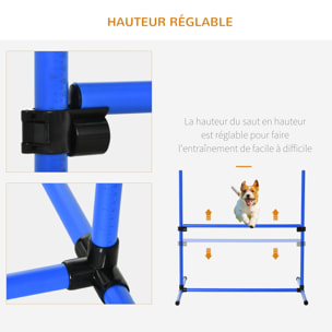 Agility sport pour chiens set de 4 obstacles professionnels avec système de maintien au sol sac transport fourni bleu noir