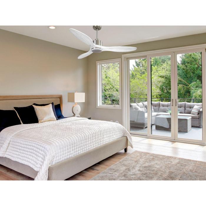 Ventilateur de plafond Réversible  Thermostat Dimmable Wifi Moteur à courant continu Toits en pente Télécommande Lumière à trois tons Hypersilence Mémoire