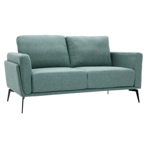 Canapé design 2 places en tissu vert de gris et métal noir MOSCO