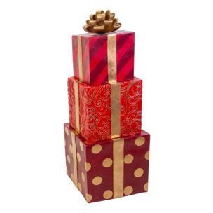 Pacco regalo in resina trio oro e rosso cm47x47h129