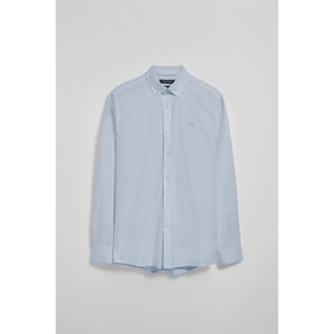 Camicia a tinta unita oxford celeste con logo ricamato Polo Club