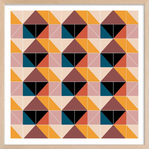 Affiche patchwork scandinave Affiche + cadre en bois - Chêne