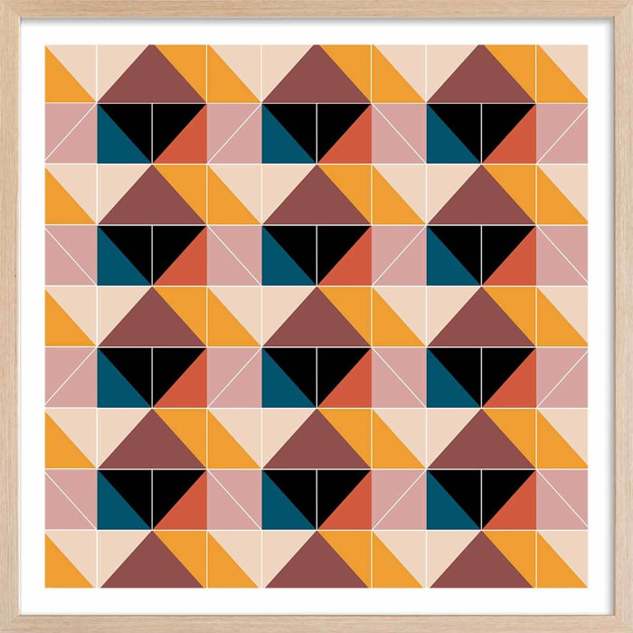 Affiche patchwork scandinave Affiche + cadre en bois - Chêne