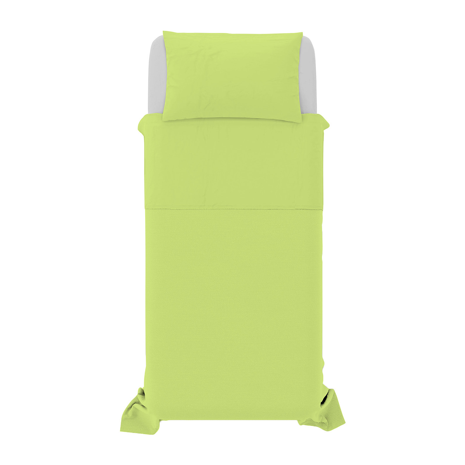 COMPLETO LETTO NATURAL COLOUR MADE IN ITALY COTONE-VERDE ACIDO/GRIGIO CHIARO SINGOLO