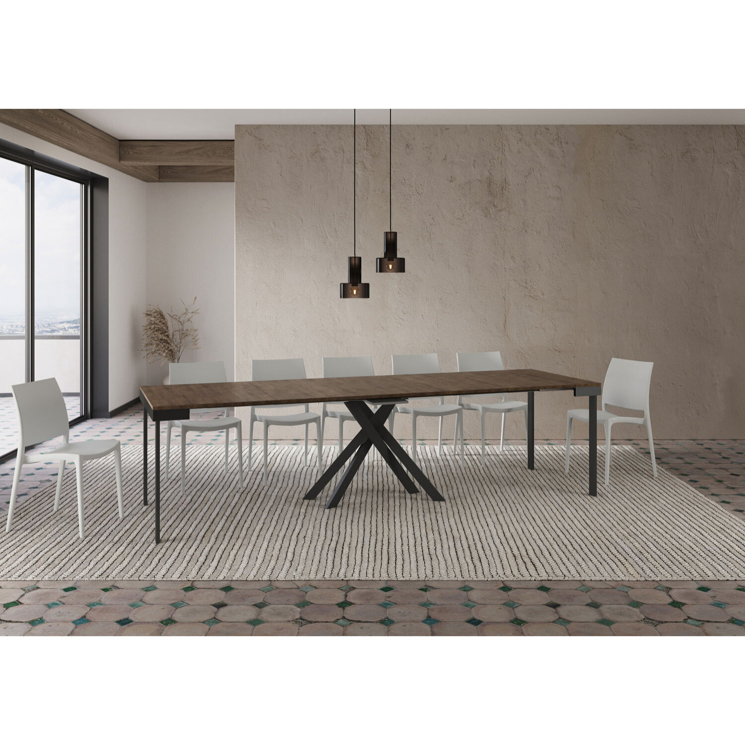 Consola extensible 90x40/300 cm Krack Evolution nogal estructura antracita