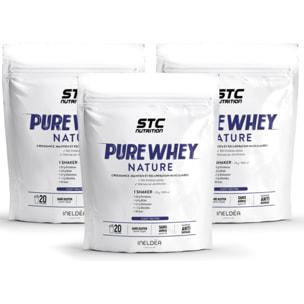 STC NUTRITION – Pure Whey – Protéines Natives Lactosérum - Apport en protéines quotidien – Anti-dopage – Sans arôme ajouté - Lot de 3 Doypack 500g