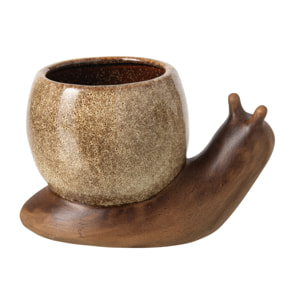 J-Line Cache-Pot Escargot - grès marron/beige