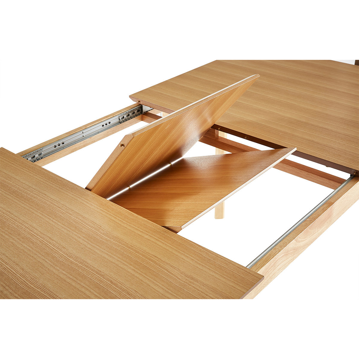 Table extensible rallonges intégrées rectangulaire en bois clair frêne L160-210 cm BONAVISTA