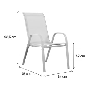 Fauteuil jardin Textilène "Cordoba" - Phoenix - Gris clair - Lot de 2