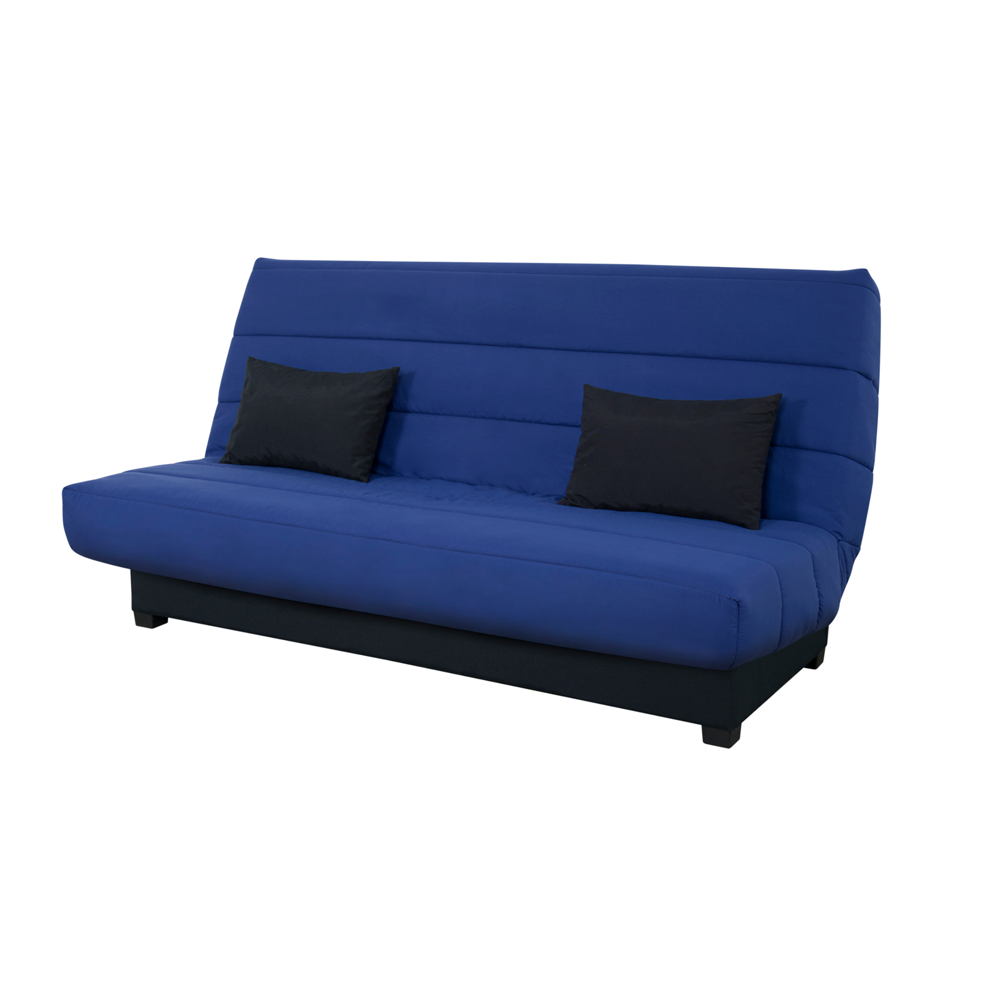Canapé convertible Salma, matelas Simmons, 130 x 190 cm, 2 coussins offerts, marine