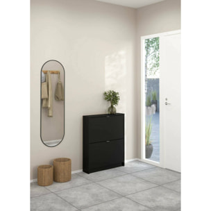 Scarpiera Turchese, Mobile portascarpe, Armadio da ingresso multiuso, Mobiletto per calzature, 70x17 h85 cm, Nero