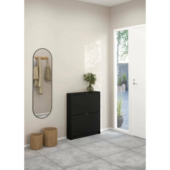 Scarpiera Turchese, Mobile portascarpe, Armadio da ingresso multiuso, Mobiletto per calzature, 70x17 h85 cm, Nero
