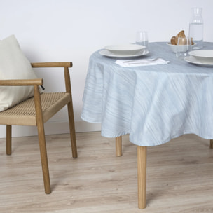 Nappe ronde enduite Lesa 125 Bleu poudré - 100% coton - traitement antitaches - Bleu