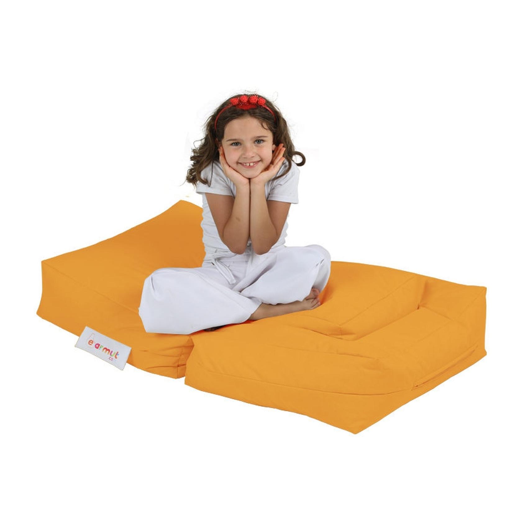 Sillón + puf para niños para exteriores naranja