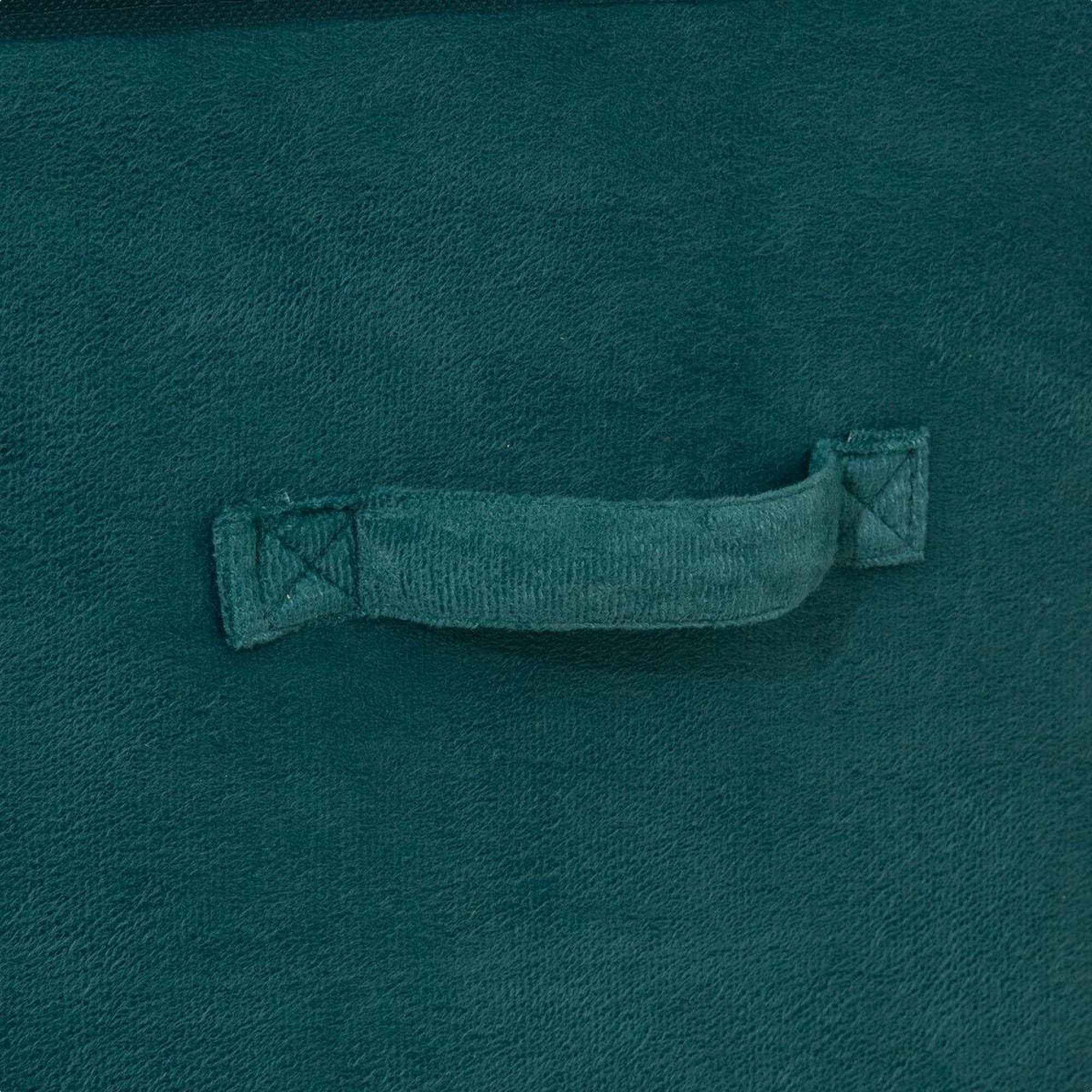 Caja de almacenamiento de 31 x 31 cm, terciopelo azul petróleo