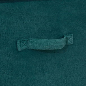 Caja de almacenamiento de 31 x 31 cm, terciopelo azul petróleo