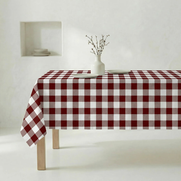 Nappe antitache au toucher tissu imperméable Carreaux grenat
