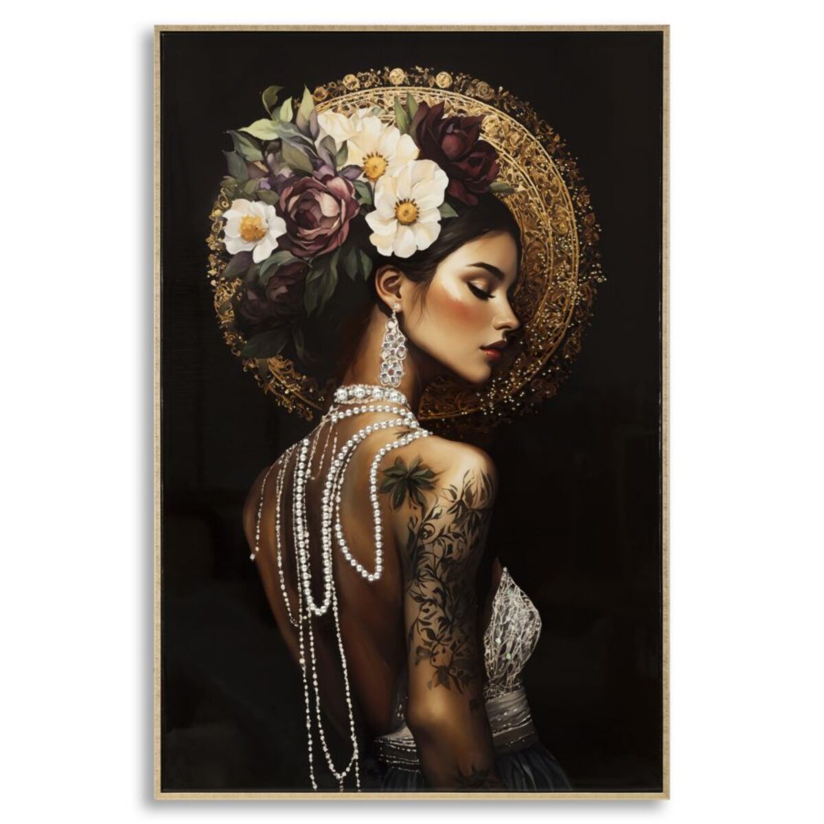 STAMPA DIPINTA SU TELA LACCATA PERSIAN C/CORNICE -A- CM 62X3,5X92