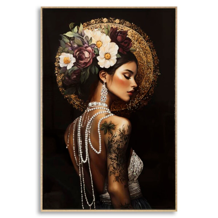 STAMPA DIPINTA SU TELA LACCATA PERSIAN C/CORNICE -A- CM 62X3,5X92