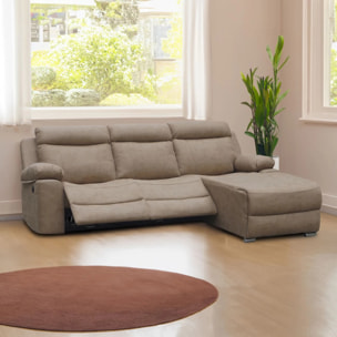 Sofá relax eléctrico con chaiselongue izquierdo Nellie 3 plazas Cemento