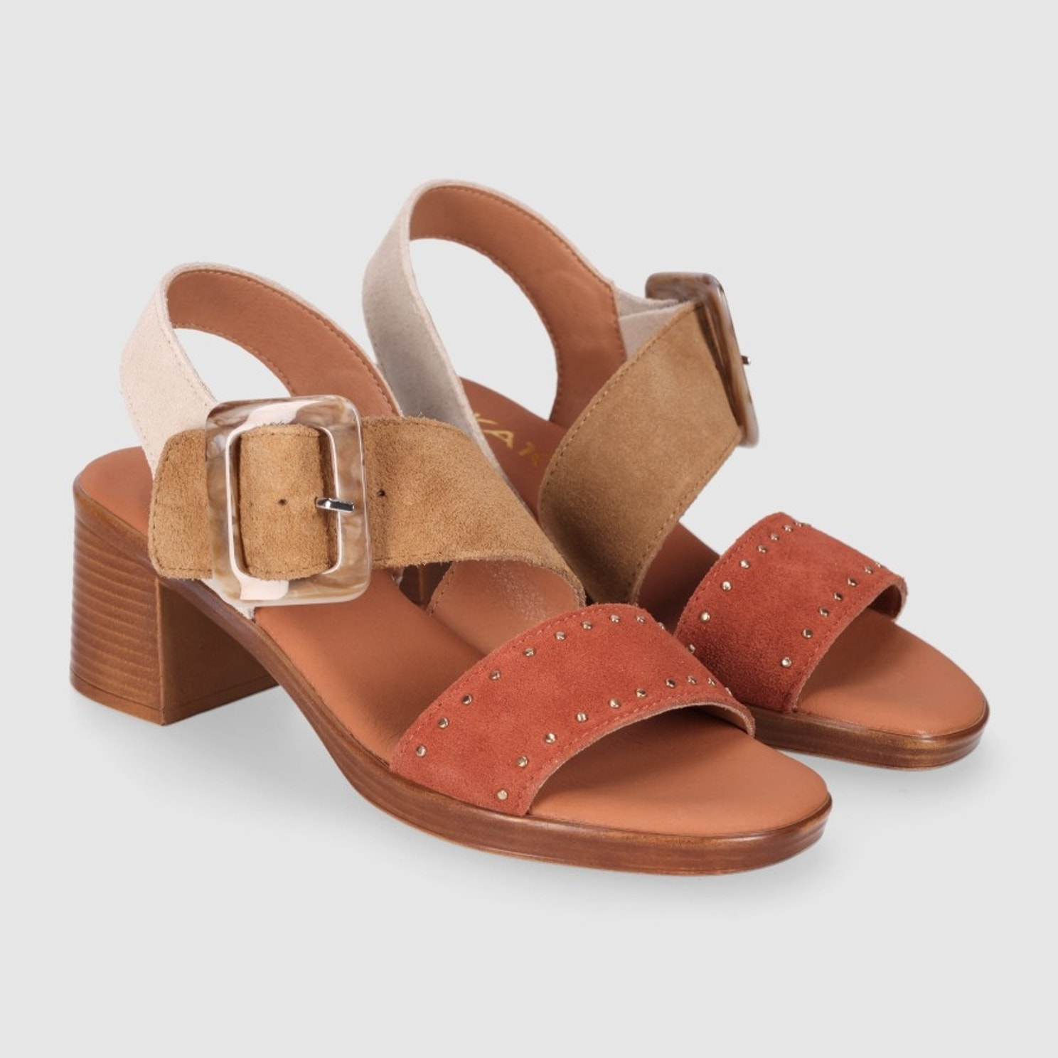 Sandalias de Serraje - Multi-Marron - Tacón: 5 cm