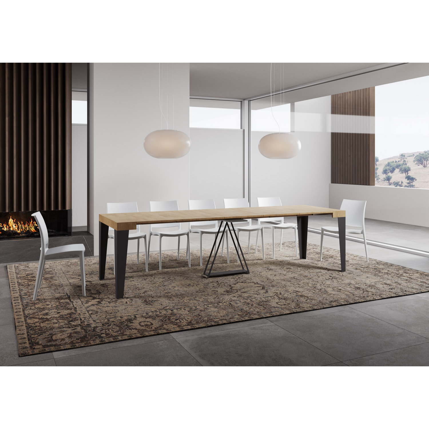 Consolle allungabile 90x40/300 cm Algo quercia natura telaio antracite