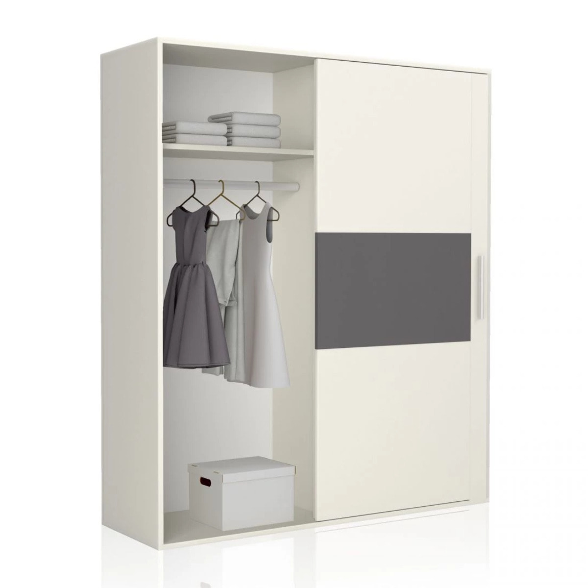 Armario 2 puertas correderas Uniq 180 Blanco - Grafito