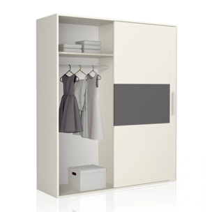 Armario 2 puertas correderas Uniq 180 Blanco - Grafito