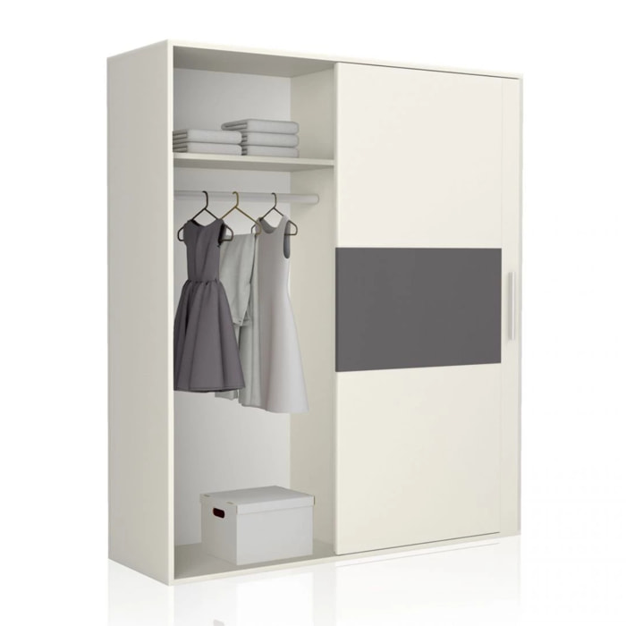 Armario 2 puertas correderas Uniq 180 Blanco - Grafito