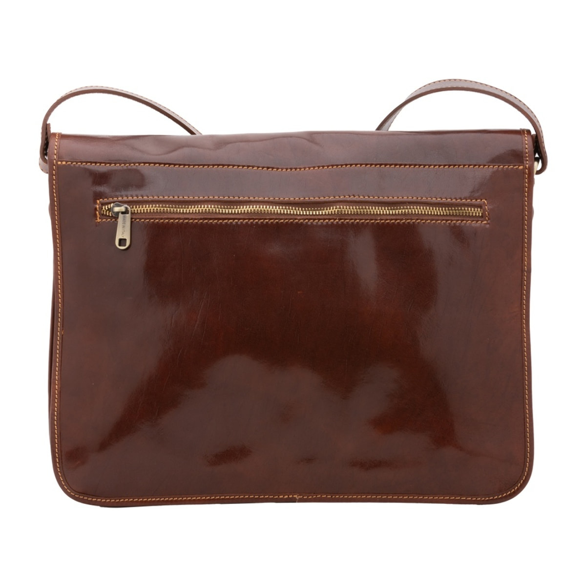Borsa a tracolla uomo in vera pelle - Modello False - Made in Italy - 30.0 x 38.0 x 12.0 cm