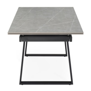 Table extensible céramique gris laqué 180/260cm pieds métal - UNIK