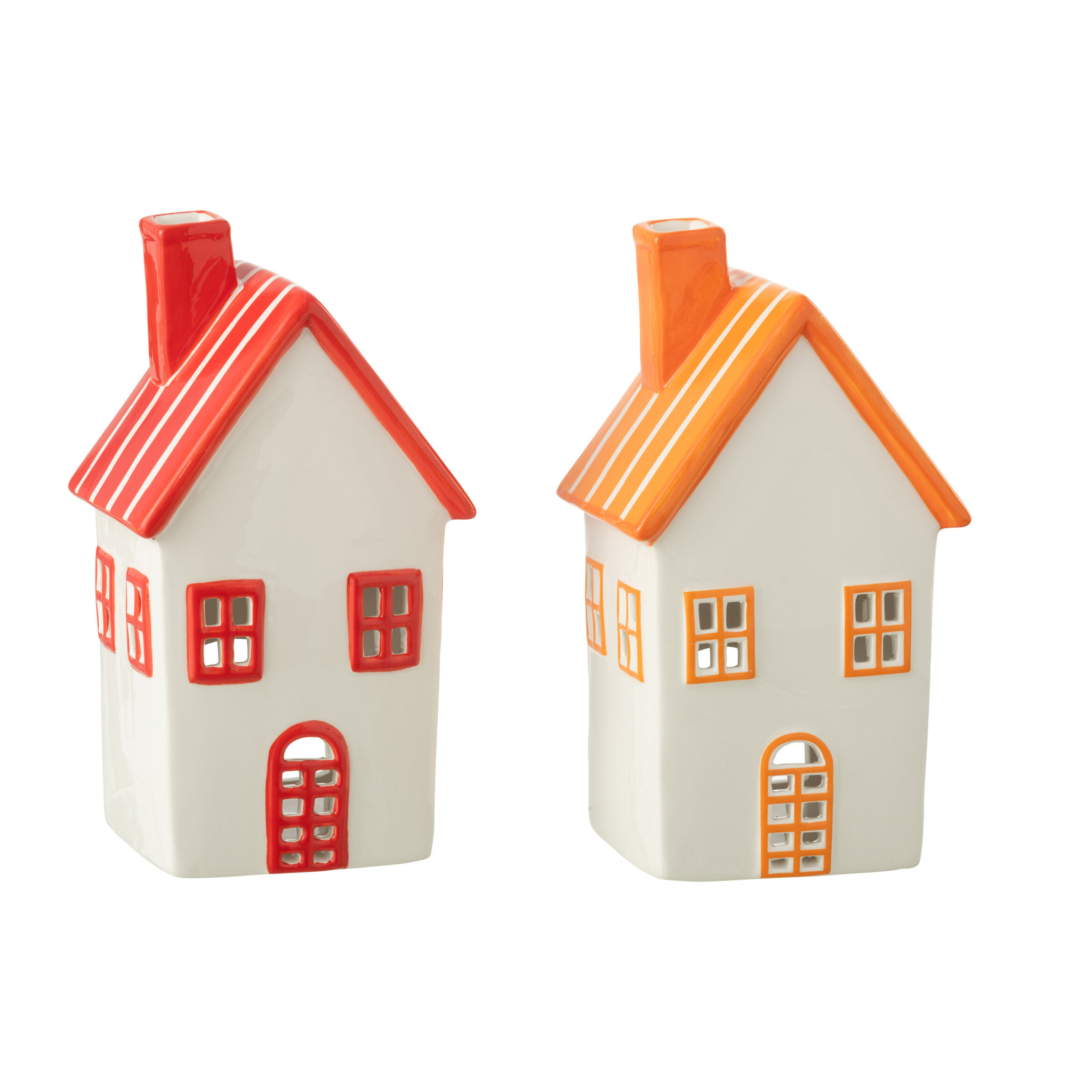 J-Line photophore Maison Dolomite - céramique - orange/rouge - 2 pcs