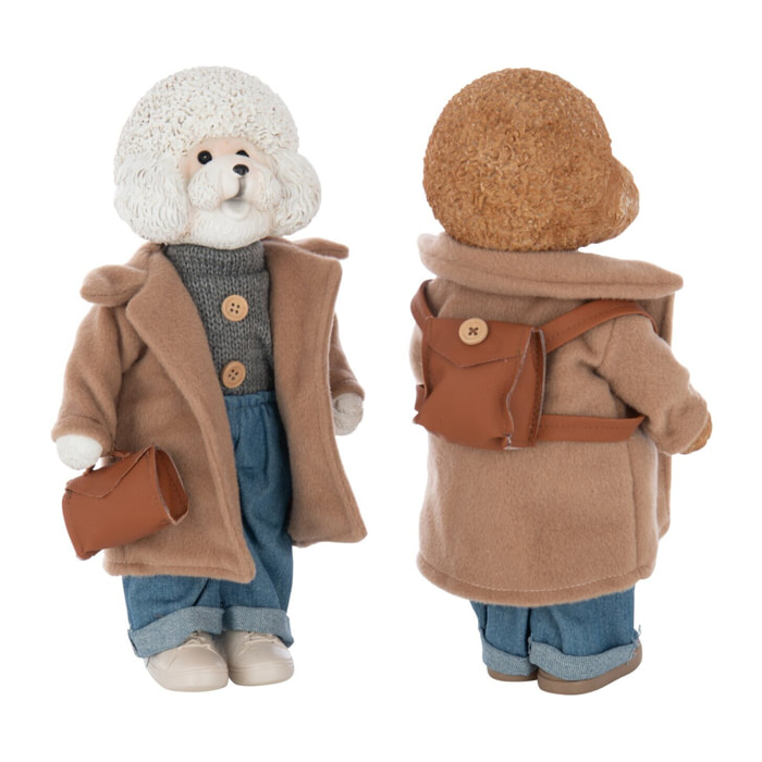 J-Line figurine Caniche Manteau + Sac - polyrésine - mix - large - 2 pièces