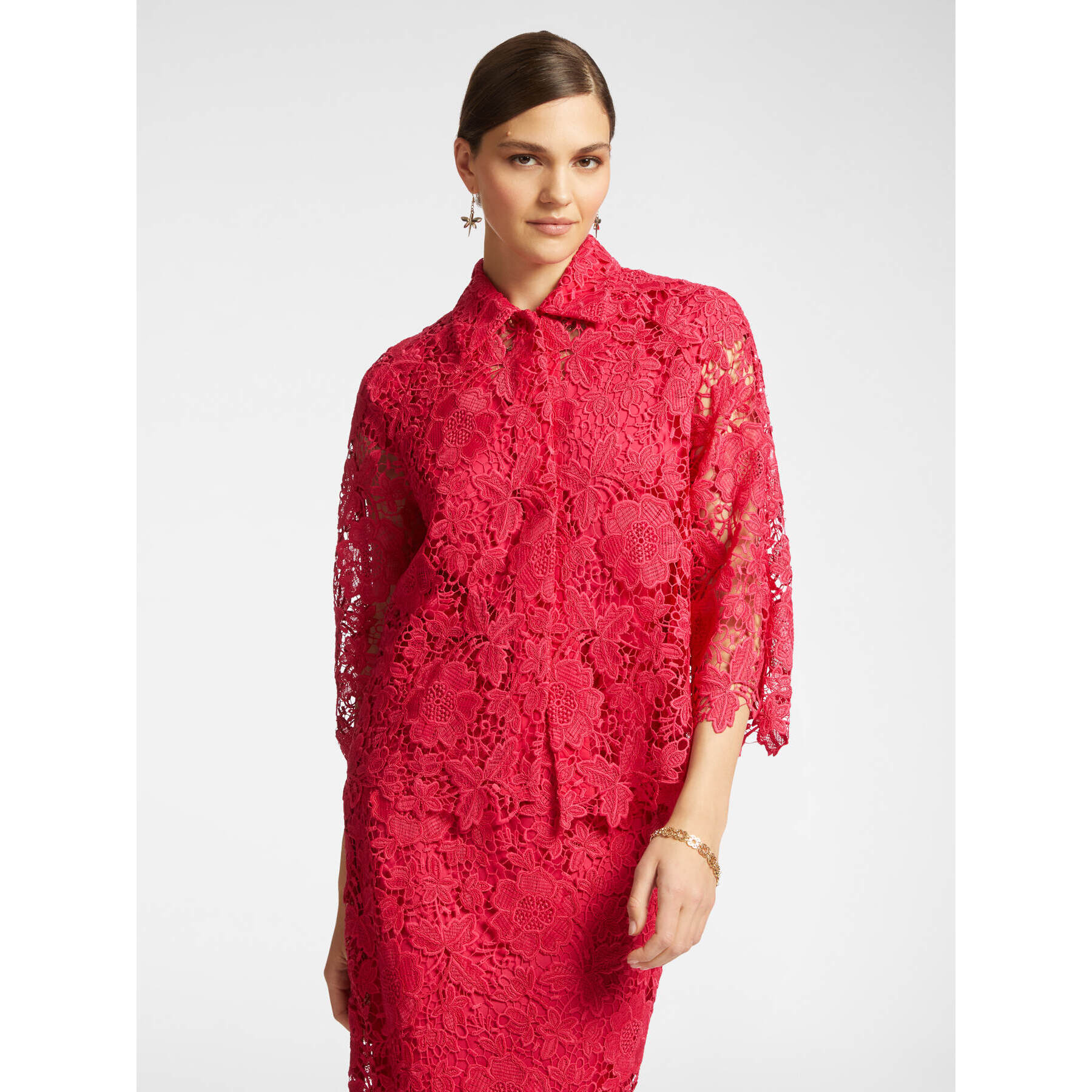 Elena Mirò - Giacca in pizzo macramé - Rosso