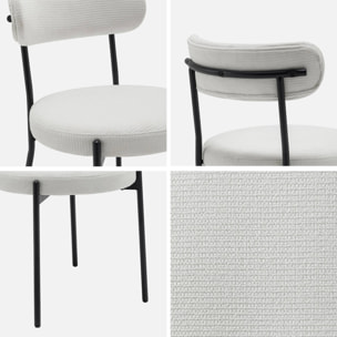 Lot de deux chaises métal et tissu chenille blanc L 47 x P 49 x H 76.5cm - Livia