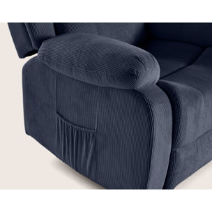 Armand - fauteuil relax électrique en velours côtelé - Bleu marine