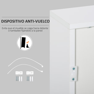 Aparador para Cocina con 2 Puertas 2 Cajones Marco de Blanco Brillante Estante Ajustable Apertura a Presión Armario de Almacenamiento para Dormitorio Salón 79x36x74 cm Blanco