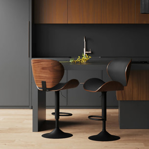 Chaise de bar réglable 63/84 cm en cuir synthétique noir - Baudoin