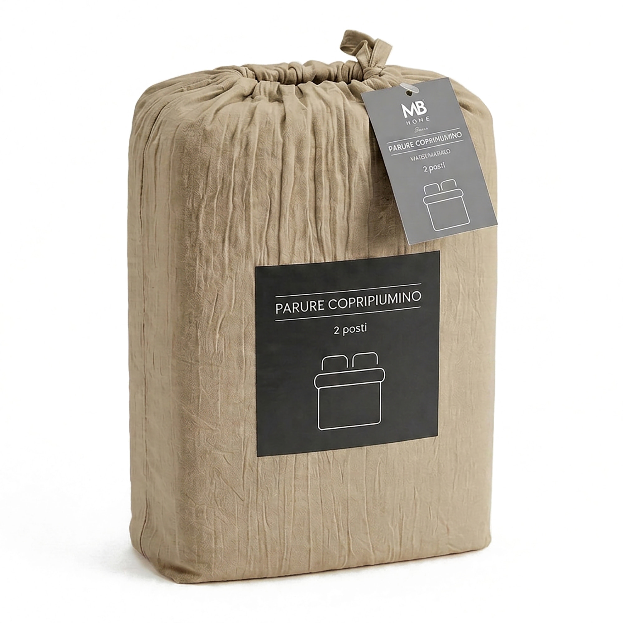 PARURE COPRIPIUMINO WATER WASHED, 100% Microfibra, No Stiro - SABBIA