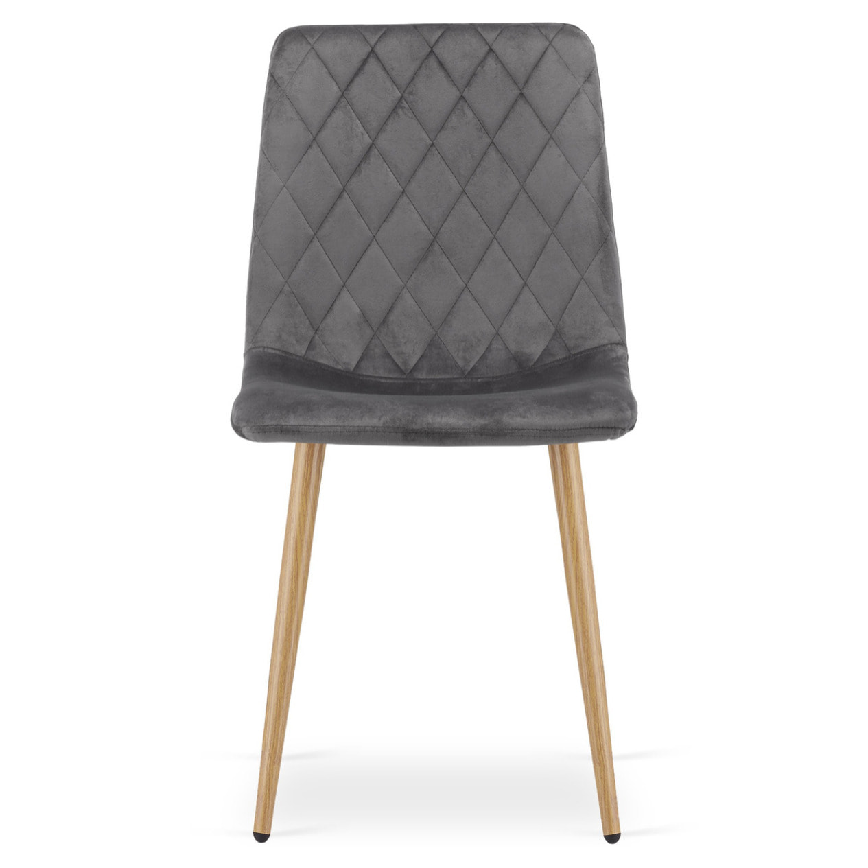 Sedia Turin in velluto grigio scuro con gambe effetto legno